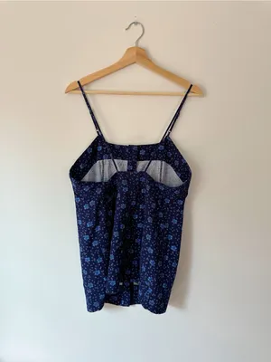 Free People Maddie Printed Tunic Navy Floral Spaghetti Strap Top thumbnail 5