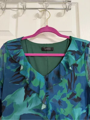 Zesica Blue Ruffle Layer Tiered Maxi Floral Dress Aqua Vacation Beach Resort thumbnail 6