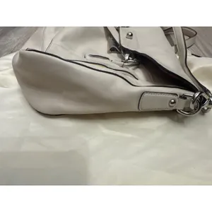 Coach‎ Kristin Off White Leather Flap Shoulder Bag Crossbody Silver Hardware thumbnail 7