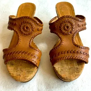 Jack Rogers Cork Wedge Leather Sandals size 8 thumbnail 1