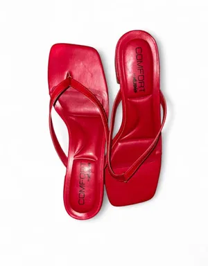 Red Block Sandal Heels Size 7 thumbnail 3