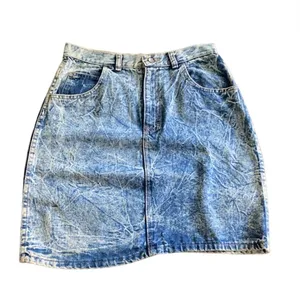 Vintage acid washed jean skirt size small thumbnail 2