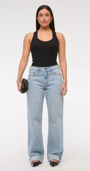 Abercrombie curve love low rise baggy jean thumbnail 1