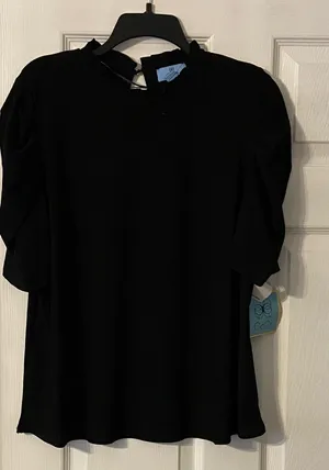 CeCe Elegant Black Women's Blouse size 1X brand new length 25” bust 44” thumbnail 1