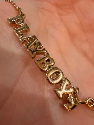 Playboy Gold Logo Letter Nameplate Masthead Necklace y2k 2000s thumbnail 5