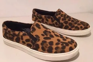 Leopard Print Sneakers, Size 7W Brown thumbnail 1