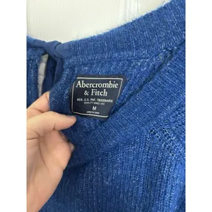 Abercrombie & Fitch Blue Fuzzy Sweater Medium Bow Tie Back Cozy Comfy Casual thumbnail 3
