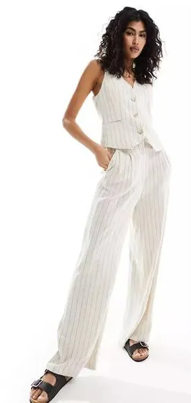 Linen Blend Pinstripe Trousers - Tall thumbnail 1