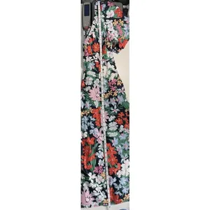 Old Navy Blue Floral‎ Puff Sleeve Smocked Back Midi Dress Pockets Medium Cottage thumbnail 11