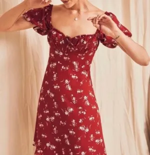 Simple Retro Floral Mini Dress Puff Sleeves Size Small thumbnail 1
