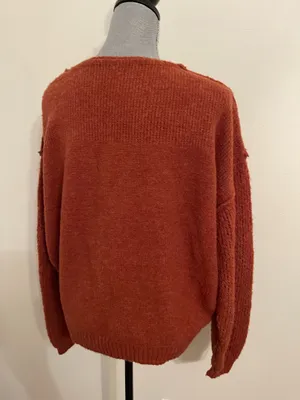 Free People Sweater Oversized Knit V-Neck. Size L thumbnail 9
