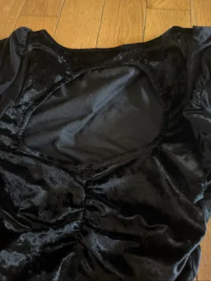 Free people Black Velvet Puff-Sleeve Women's Top thumbnail 2