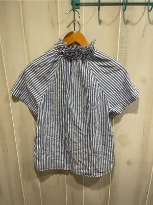 Cute Chicos classic ruffle raw collar button front blouse breezy poet thumbnail 8