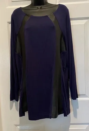 Belle by Kim Gravel navy blue and black tunic size‎ large thumbnail 1
