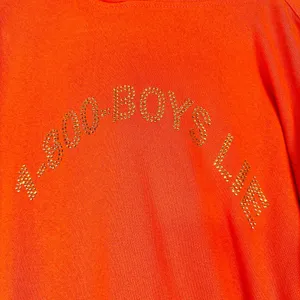Boys Lie 1-800-Boys-Lie Remix Hoodie One Size Orange Rhinestone Embellishment thumbnail 4