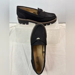 Cliffs by WHITE MOUNTAIN 7.5 Chunky Heel Lug Sole Black Faux Suede Loafers thumbnail 10
