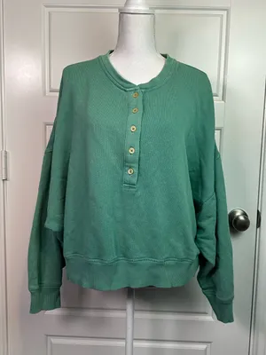 American Eagle Outfitters Relaxed Dolman Sleeve Cotton Blend Henley Size XL thumbnail 2