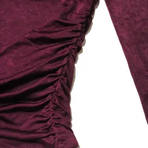NWT Reformation Ines Knit Top in Wine V-neck Long Sleeve Ruched Blouse M thumbnail 5