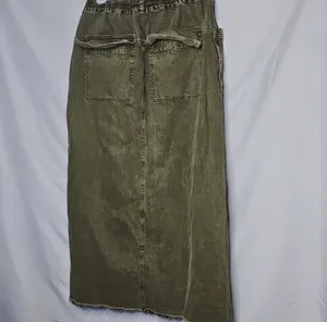 Free People Woke Up Like This stretch waist maxi green denim slit skirt sz L thumbnail 5
