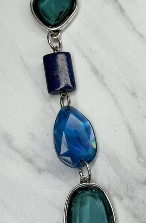 Chicos Blue Beaded Silver Tone Long Necklace 43" ✨ thumbnail 8