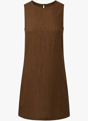 WeWoreWhat Brown Linen Blend A-Line Mini Dress thumbnail 2