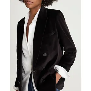 Madewell Peak-Lapel Double-Breasted Blazer in Velvet Classic Black XXS NWT thumbnail 5