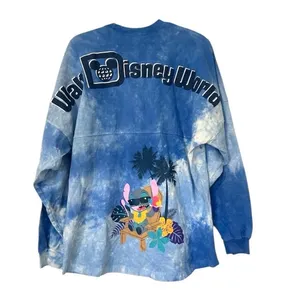 Disney Stitch Hawaiian Aloha Spirit Jersey Blue Womens Medium Long Sleeve thumbnail 1