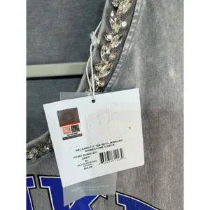 Duke Blue Devils Jeweled Rhinestone V-Neck Tee Women XL Grey Gameday Couture New thumbnail 4