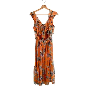 Lauren Conrad Womens Ruffle Floral Midi Dress Size S Cottage Boho Romantic thumbnail 5