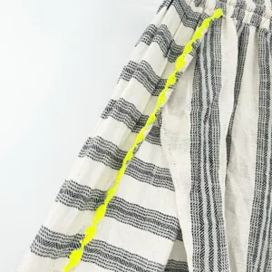 Z&L Europe Womens Striped Neon Beachy Pom Pom Tassel Boho Wide Leg Pants Size M thumbnail 4