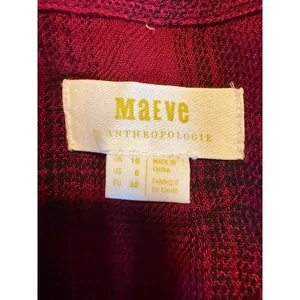 Maeve Anthropologie Red pink Crushed Velvet Button Shirt Long‎ 6 boho whimsi y2k thumbnail 7