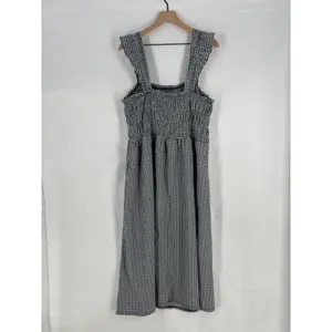 Old Navy Poplin Maxi Dress Womens 2XL Navy White Check‎ Stretch Square Neck thumbnail 3