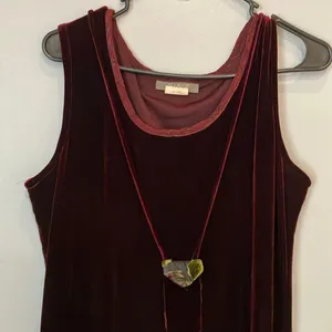 S.A.2 Silk Blend Vintage Velvet floral Burgundy Maxi Dress Whimsy goth #800 thumbnail 3