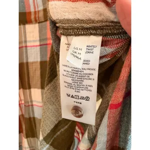 Pilcro Shirt Dress Women Medium Olive‎ Plaid Longline Duster Button Front Boho thumbnail 7