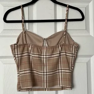 Timing Plaid Bustier Cropped Cami Top - Size M thumbnail 3