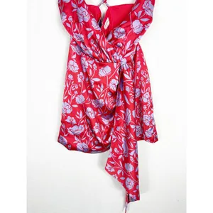 Revolve Lovers + Friends Kamala Mini Dress Medium Red Purple Floral Satin Draped thumbnail 9
