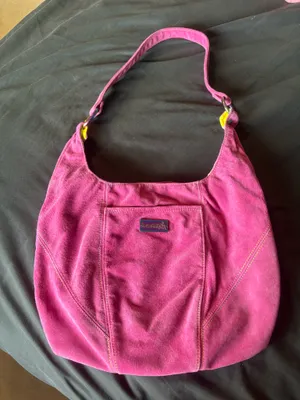 Custom Hand Made Pink Suede Shoulder Bag - Women's Tote thumbnail 1