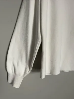 MANGO Cream Mock Neck Puff Sleeve Sweater Sz L thumbnail 3