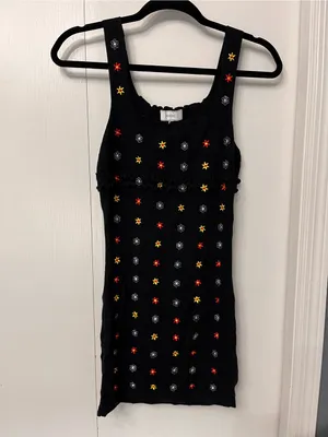 RIHOAS Black Sleeveless Star Sweater Viscose Pop Mini Dress Women’s Sz S EUC thumbnail 2