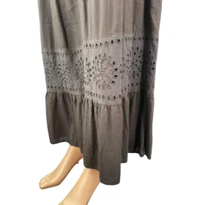 Bass Women's Brown Floral Eyelet Tiered Ruffled Flowy Boho Maxi A-Line Skirt M thumbnail 2