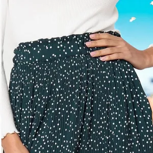 Exlura Women’s High Waist Green White Polka Dot Pleated Midi Swing Skirt Size XL thumbnail 13