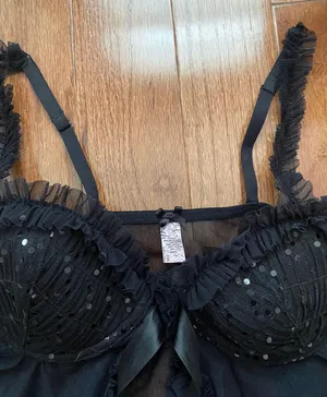 Victoria's Secret Sexy little things Sheer front tie baby doll Chemise Black thumbnail 6