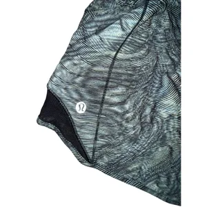 Lululemon Hotty Hot Shorts Womens 4 Teal‎ Grey Wavy Print Excellent Running Gym thumbnail 3