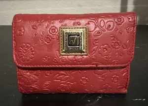 Stone Mountain Red Floral Embossed Trifold Wallet with ID Window and Coin Pocket thumbnail 1