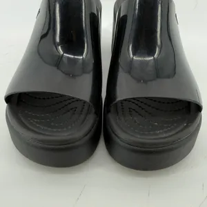 Crocs Brooklyn Slide Block High Shine Heel Sandals Black Women 7 Chunky Y2K thumbnail 3