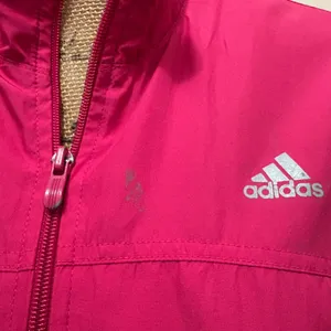 Adidas Women's Full Zip Windbreaker Jacket Pink 3 Stripe Lightweight‎ Size Large thumbnail 2