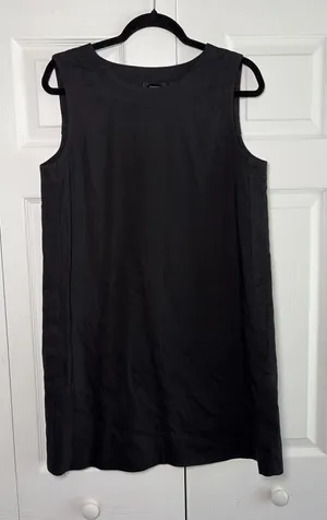 Theory Sleeveless Shift Dress Womens Size 10 Black Pockets Linen Blend‎ Mini thumbnail 1