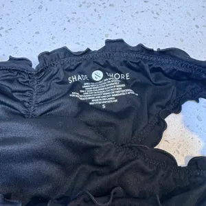 Shade & Shore Womens Black Ruched Cheeky Back Lettuce Edge Bikini Bottom Small S thumbnail 3