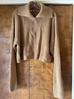 Oval Square Oswant Half Zip Knit. Size M Tan Size M thumbnail 2