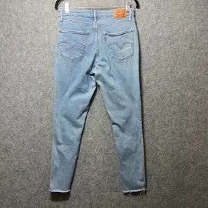 Levis 721 High Rise Skinny Jeans Distressed Ripped Light Wash Size‎ 30 Raw Hem thumbnail 6